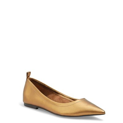 Sapatilha Couro Metalizado Bronze Bico Fino