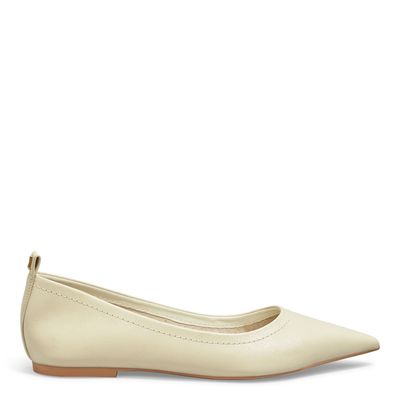 Sapatilha Couro Confort Off White Bico Fino