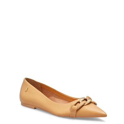 Sapatilha Couro Nobre Caramelo Bico Fino