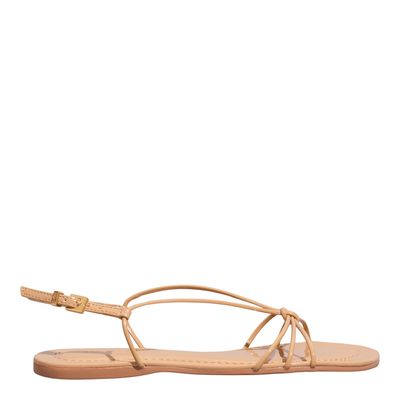 Rasteira Verniz Anzeli Bege Tiras Finas