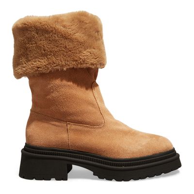 Bota Cano Médio Camurção Caramelo Tratorado