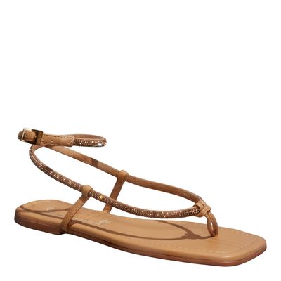 Rasteira Shiny Napa Soft Bege Bico Quadrado