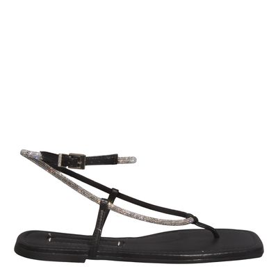 Rasteira Shiny Napa Soft Preto Bico Quadrado