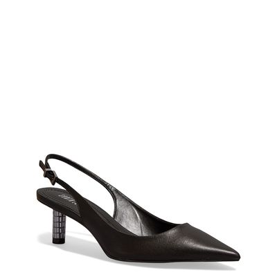 Scarpin Bico Fino Couro Confort Preto Salto Espelho