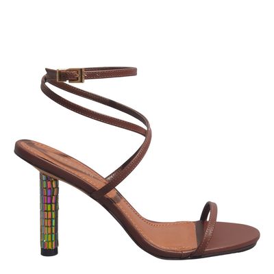 Sandália Couro Confort Marrom Cocoa Salto Espelho