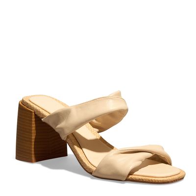 Mule Couro Nobre Vanilla Salto Bloco Fachete