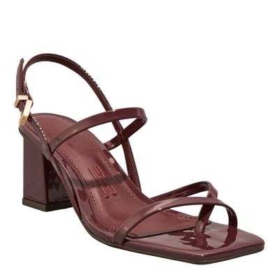 Sandália Verniz Anzeli Vermelho Marsala Salto Grosso Médio