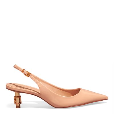 Scarpin Bico Fino Verniz Anzeli Bege Clean