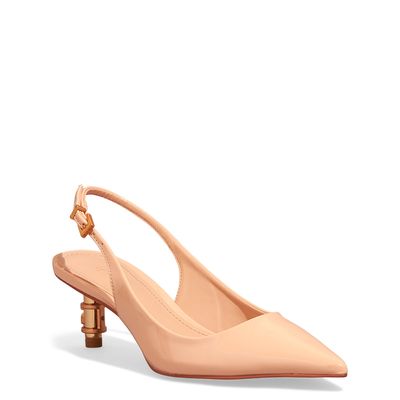 Scarpin Bico Fino Verniz Anzeli Bege Clean