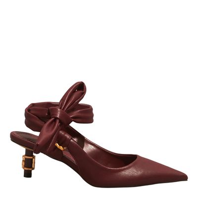 Scarpin Amarração Stretch Bordô Salto Médio