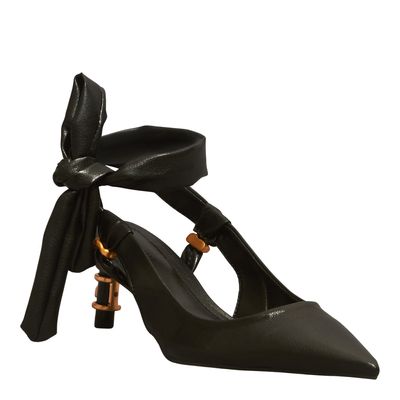 Scarpin Amarração Napa Soft Preto Salto Médio