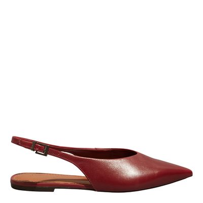 Sapatilha Slingback Couro Nobre Soft Vermelho Ruby