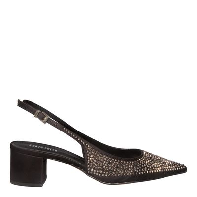 Scarpin Shiny Cetim Salto Bloco Preto