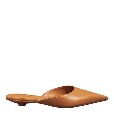 Mule Couro Nobre Bico Fino Caramelo