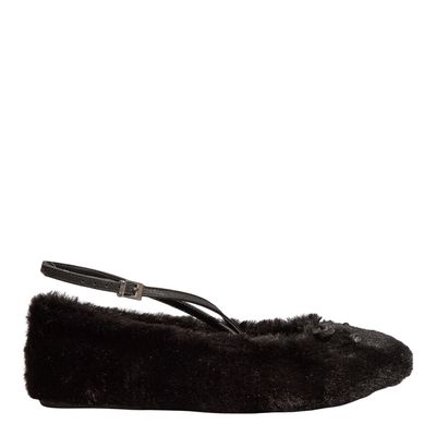 Sapatilha Pelo Bico Redondo Laço Preto