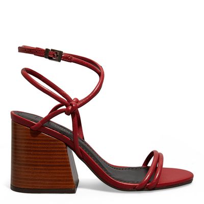 Sandália Couro Nobre Soft Salto Bloco Vermelha Ruby