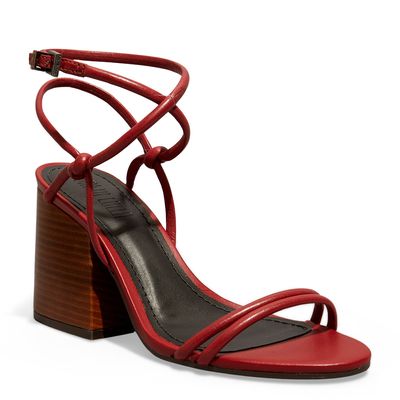 Sandália Couro Nobre Soft Salto Bloco Vermelha Ruby