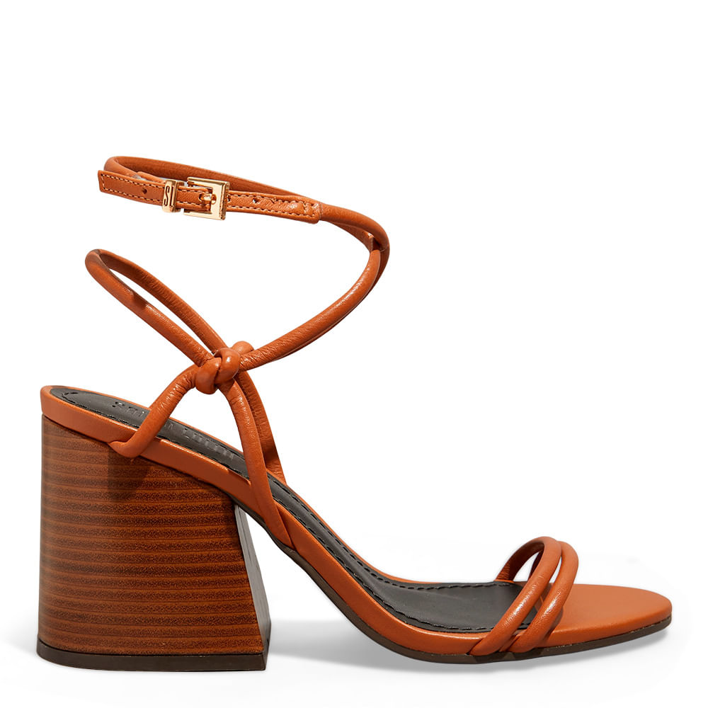 Sandália Couro Nobre Soft Salto Bloco Vermelha Ruby - Santa