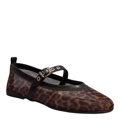 Sapatilha Boneca Tela Estampa Animal Print Onça