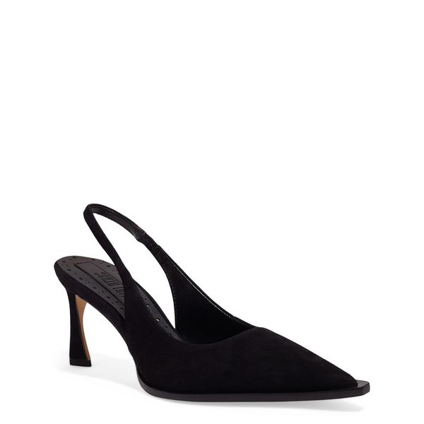 Scarpin Slingback Couro Carmuça Salto Médio Preto