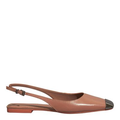 Sapatilha Slingback Couro Nobre Soft Marrom