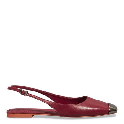 Sapatilha Slingback Couro Nobre Soft Vermelho Bordô