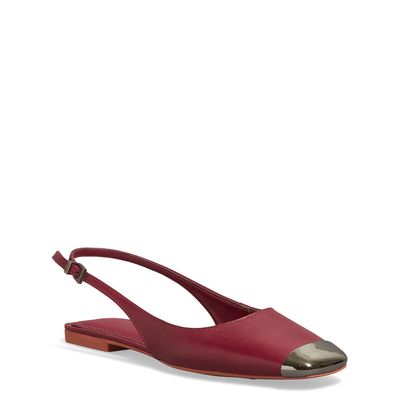 Sapatilha Slingback Couro Nobre Soft Vermelho Bordô