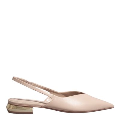 Sapatilha slingback couro nobre bico fino off white
