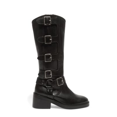 Bota Cano Alto Montaria Couro Confort Preto