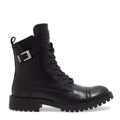 Bota Coturno Couro Confort Cano Médio Preto