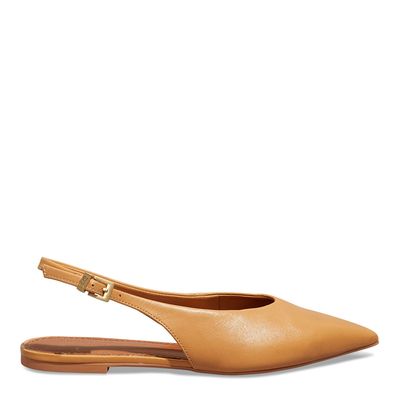 Sapatilha Slingback Couro Nobre Soft Caramelo