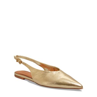 Sapatilha Slingback Couro Metalizada Dourada
