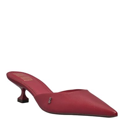 Mule Couro Pelica Vermelho Ruby Salto Baixo Taça