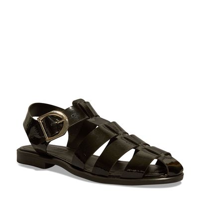 Sandália Fisherman Verniz Glossy Preto