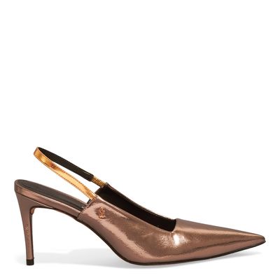 Scarpin Slingback Cobre Metalizado Salto Alto