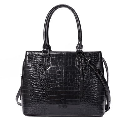 Bolsa Tote Croco Preta Duas Alças