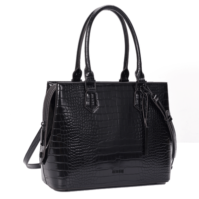 Bolsa Tote Croco Preta Duas Alças