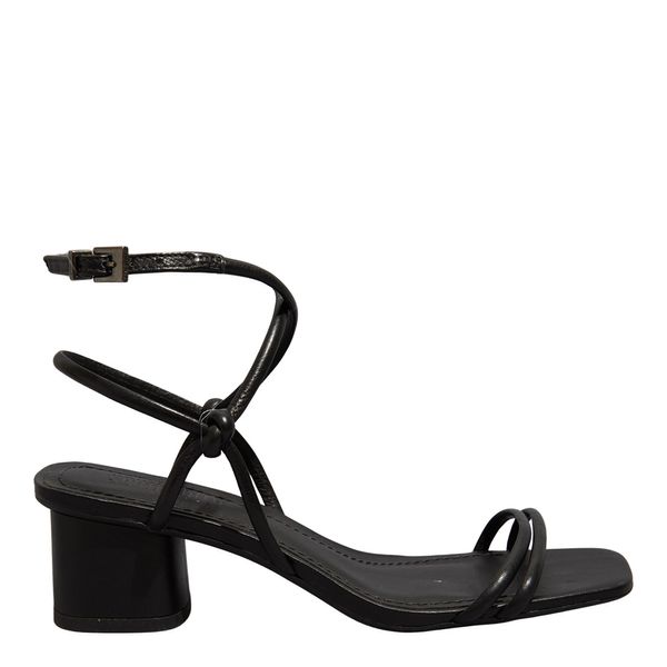 Sandália Couro Nobre Soft Preto Salto Grosso Baixo