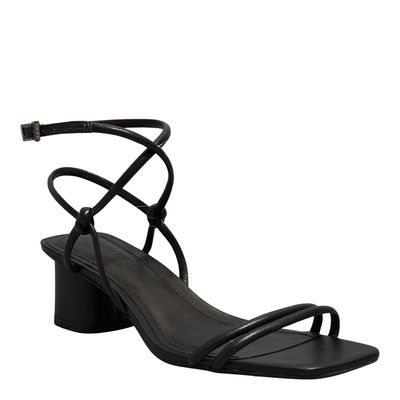 Sandália Couro Nobre Soft Preto Salto Grosso Baixo