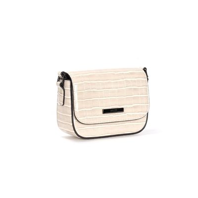 Bolsa Pequena Material Croco Off White Alça Transversal