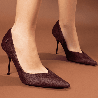 Scarpin Pelo Vermelho Tomato Bico Fino Salto Agulha
