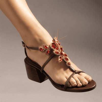 Sandália couro confort dark cocoa