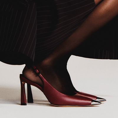 Scarpin Couro Confort Vermelho Ruby Bico Metalizado