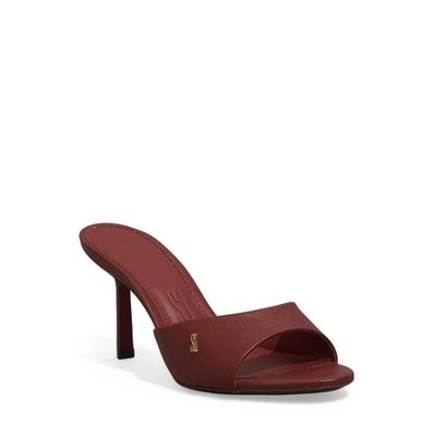 Mule Salto Médio Couro Metalizado Vermelho Marsala