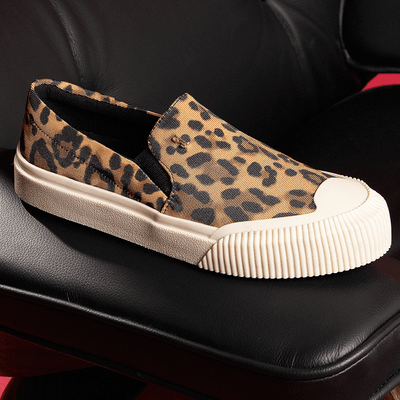 Tênis Slip On Lona Estampa Animal Print Onça