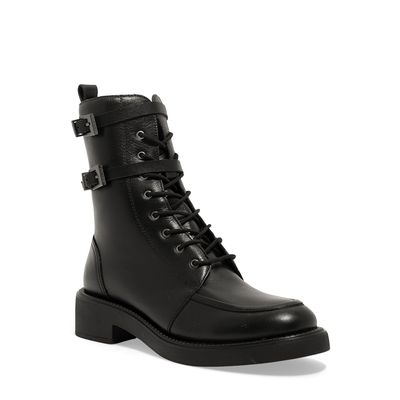 Bota Coturno Couro Confort Cano Médio Preto