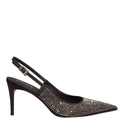 Scarpin Shiny Cetim Salto Alto Preto