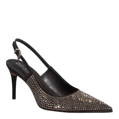 Scarpin Shiny Cetim Salto Alto Preto