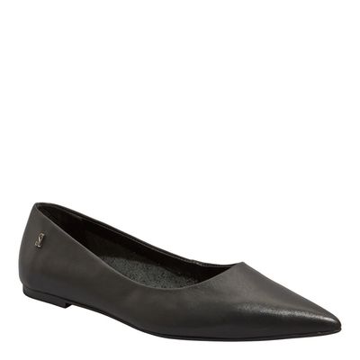 Sapatilha Couro Nobre Soft Bico Fino Preta