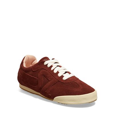 Tênis jogging couro camurça vermelho bordô
